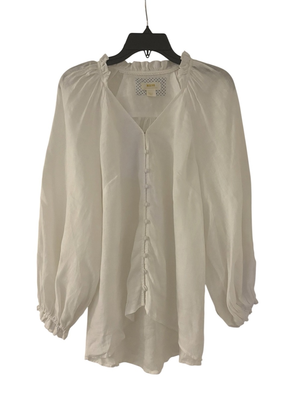 MAEVE ANTHROPOLOGIE White Button Front Ruffled Peasant Blouse